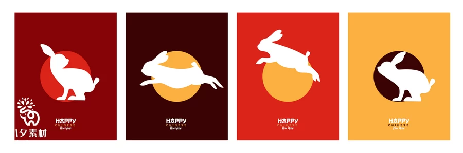 2023年兔年新年春节红色喜庆节日宣传创意海报展板背景AI矢量素材【021】